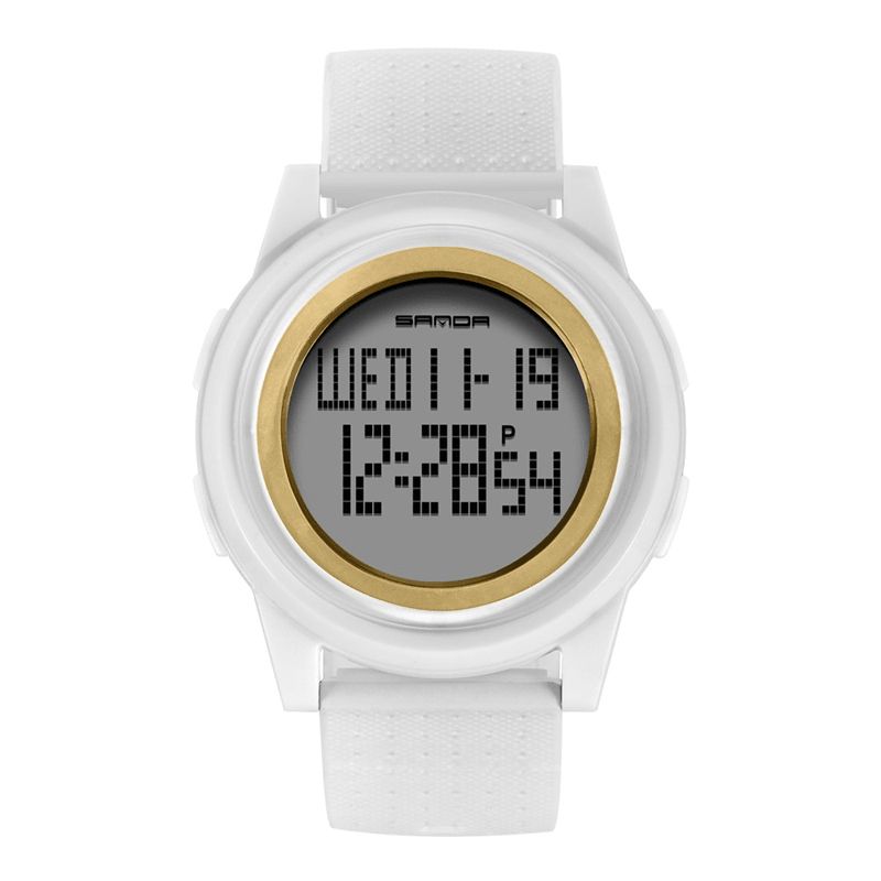 Sanda 337 Digital Watch Led Vattentät Pu Läder Sport Studentklocka