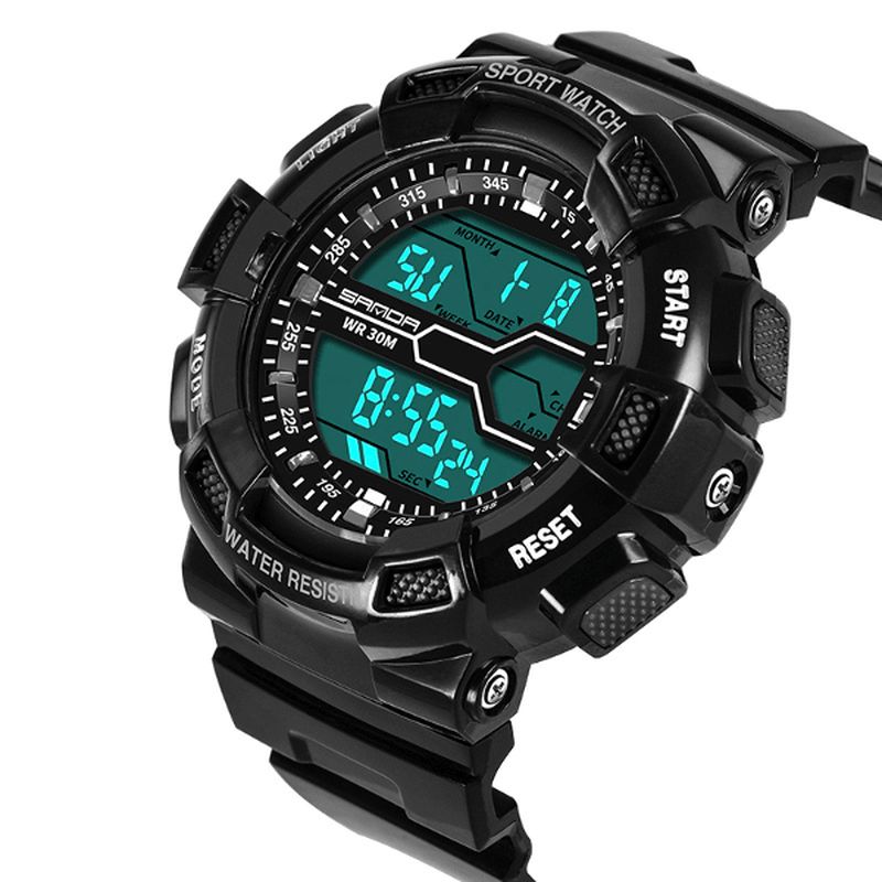 Sanda 378 Digital Watch Military Stoppur Vattentät Outdoor Sport Herrklocka