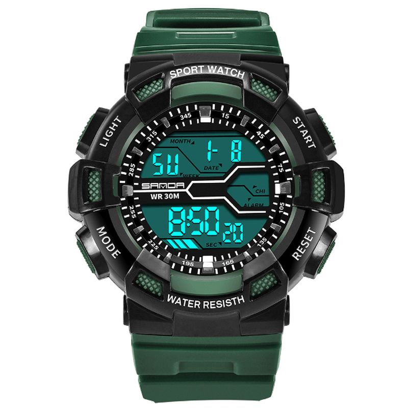 Sanda 378 Digital Watch Military Stoppur Vattentät Outdoor Sport Herrklocka