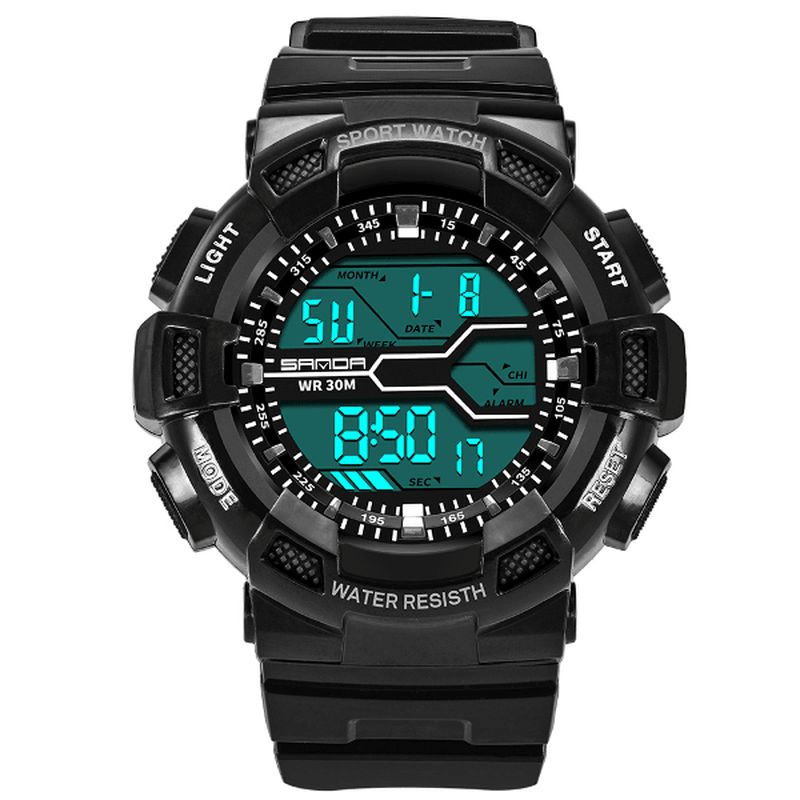 Sanda 378 Digital Watch Military Stoppur Vattentät Outdoor Sport Herrklocka