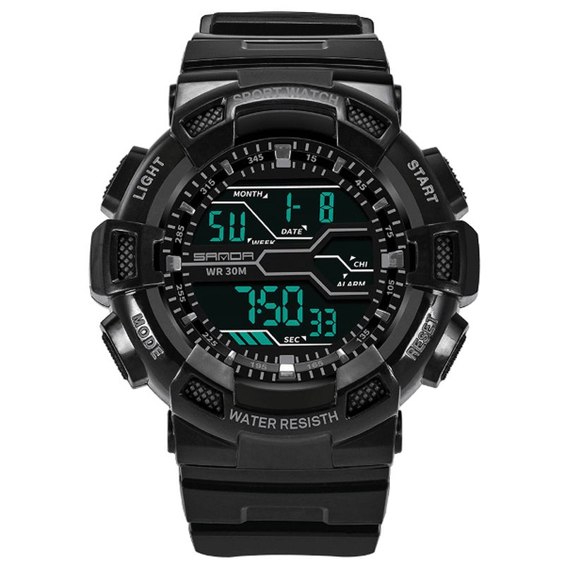 Sanda 378 Digital Watch Military Stoppur Vattentät Outdoor Sport Herrklocka