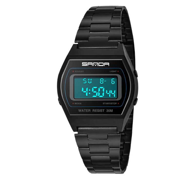 Sanda 406 Digital Watch Herr Mode Rostfritt Stål Armband Kalenderklocka Vattentät Sport Watch