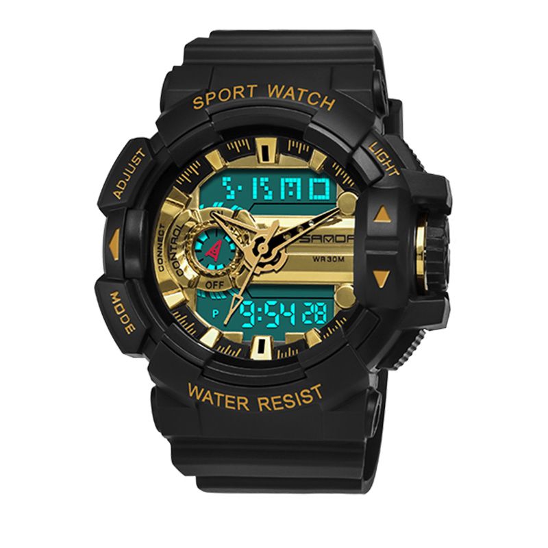 Sanda 599 Luminous Display Candar Stoppur Herr Mode Sportklocka Dual Display Digital Watch