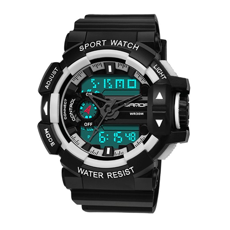 Sanda 599 Luminous Display Candar Stoppur Herr Mode Sportklocka Dual Display Digital Watch