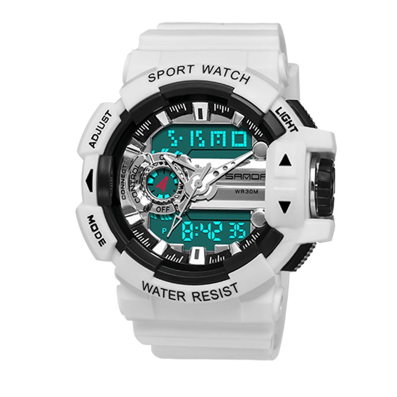 Sanda 599 Luminous Display Candar Stoppur Herr Mode Sportklocka Dual Display Digital Watch