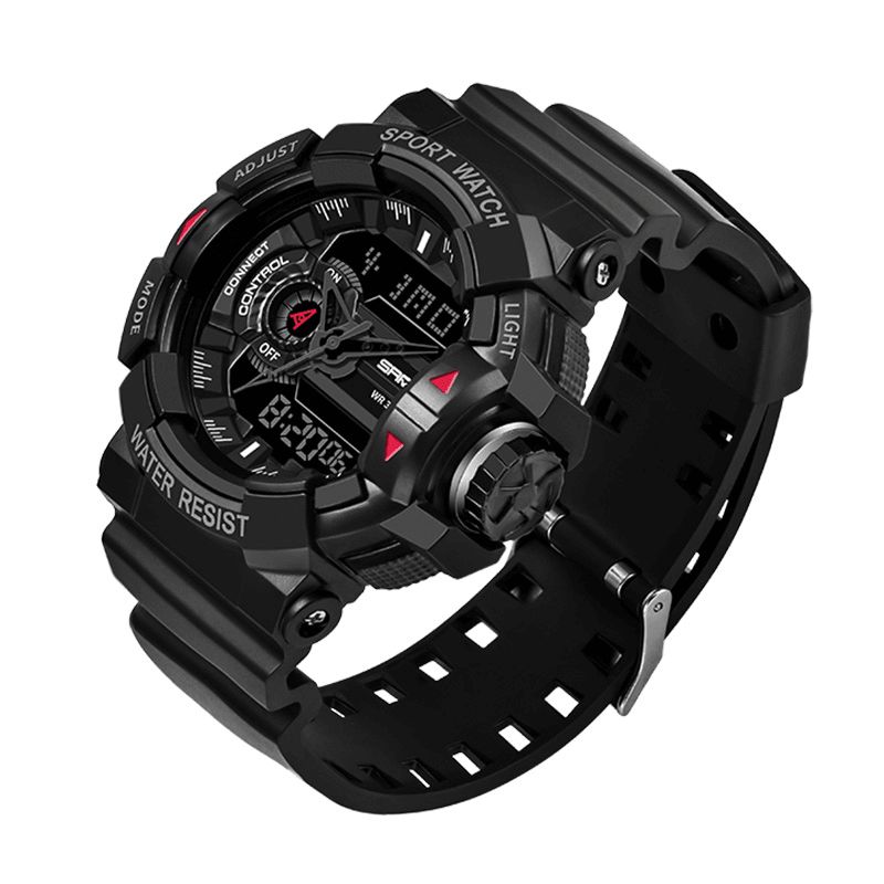 Sanda 599 Luminous Display Candar Stoppur Herr Mode Sportklocka Dual Display Digital Watch