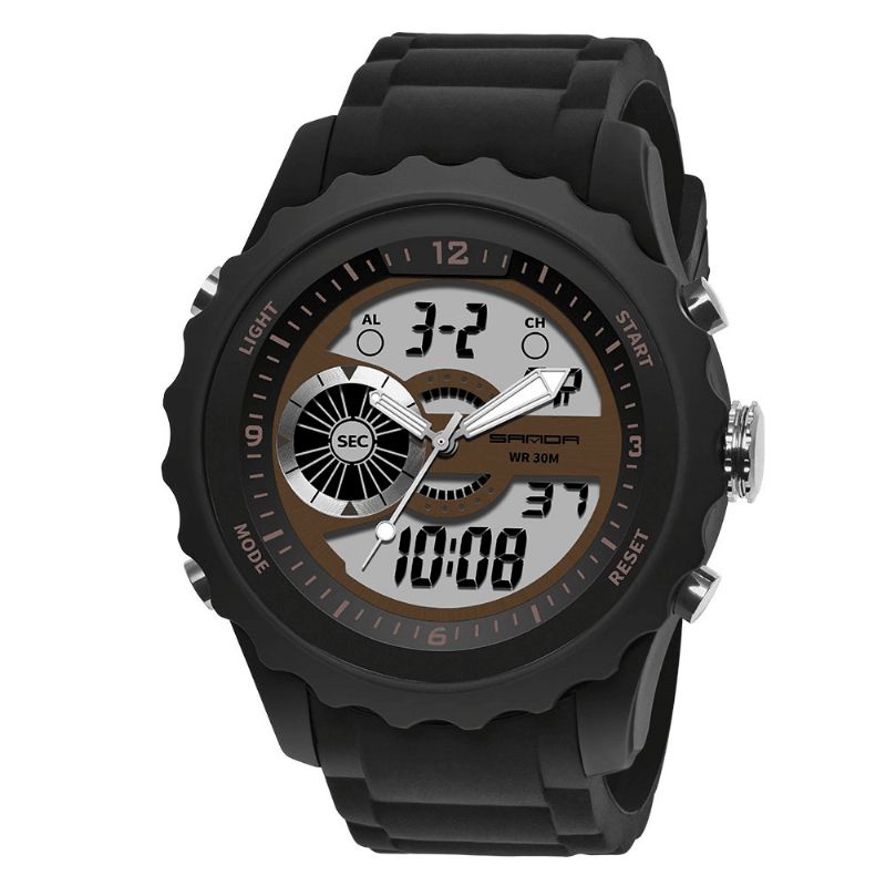 Sanda 769 Dual Digital Digital Watch Herr Pu Stoppur Luminous Display Calendar Outdoor Sport Watch