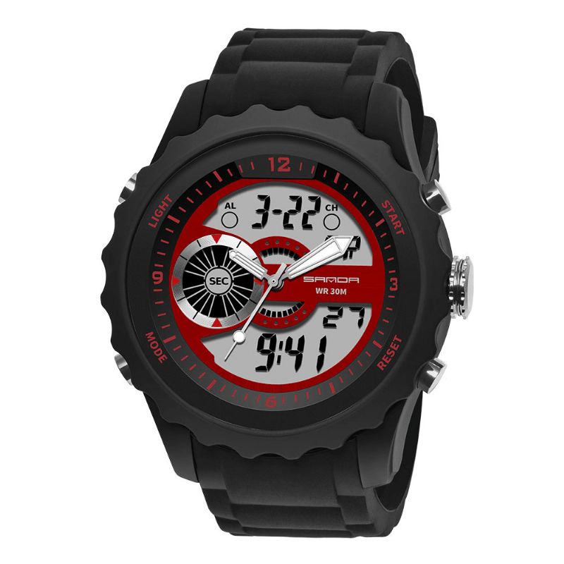 Sanda 769 Dual Digital Digital Watch Herr Pu Stoppur Luminous Display Calendar Outdoor Sport Watch