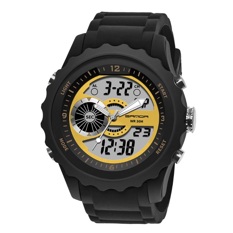 Sanda 769 Dual Digital Digital Watch Herr Pu Stoppur Luminous Display Calendar Outdoor Sport Watch