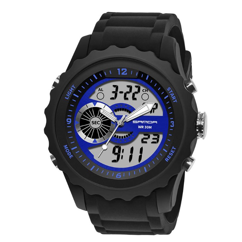 Sanda 769 Dual Digital Digital Watch Herr Pu Stoppur Luminous Display Calendar Outdoor Sport Watch