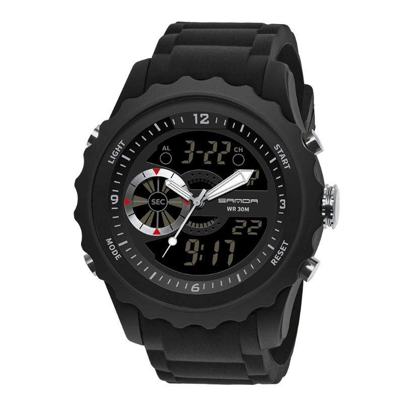 Sanda 769 Dual Digital Digital Watch Herr Pu Stoppur Luminous Display Calendar Outdoor Sport Watch