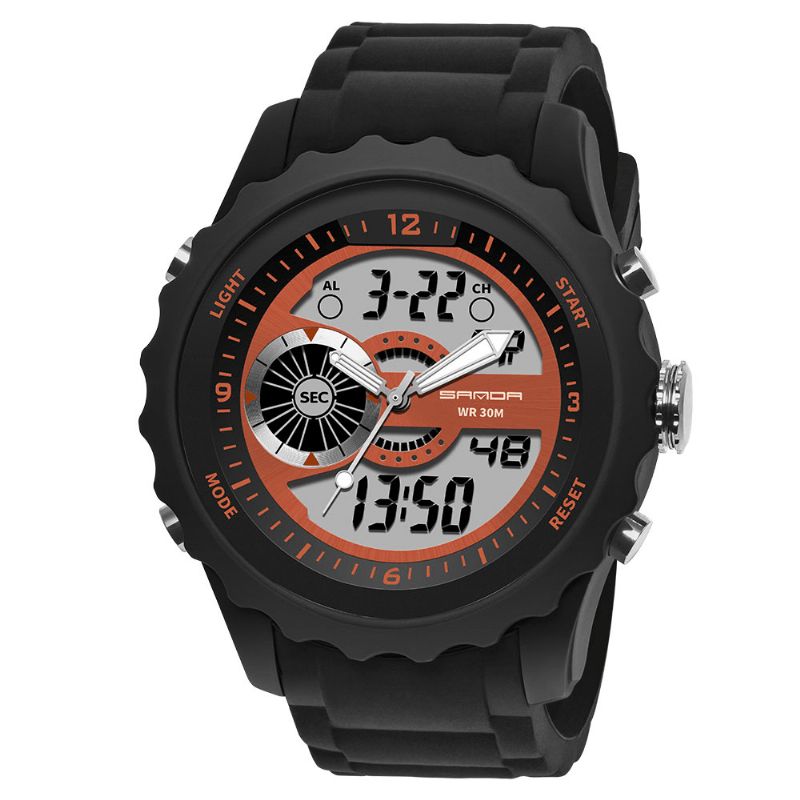 Sanda 769 Dual Digital Digital Watch Herr Pu Stoppur Luminous Display Calendar Outdoor Sport Watch