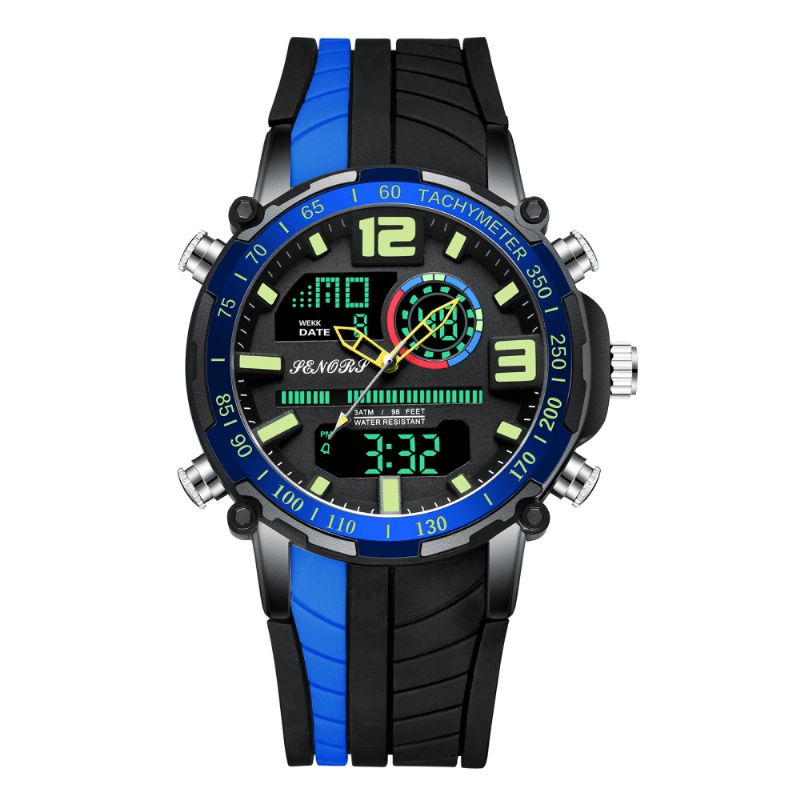 Senors Sn150 Dual Display Digital Watch Outdoor Sport Väckarklocka Kalender Kronograf Noctilucent Waterproof Watch