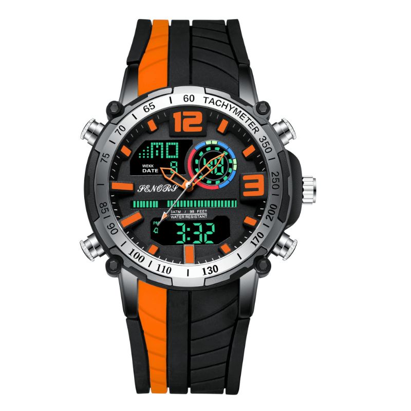 Senors Sn150 Dual Display Digital Watch Outdoor Sport Väckarklocka Kalender Kronograf Noctilucent Waterproof Watch