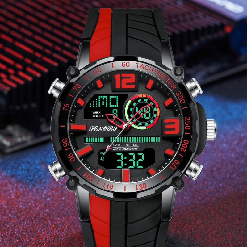 Senors Sn150 Dual Display Digital Watch Outdoor Sport Väckarklocka Kalender Kronograf Noctilucent Waterproof Watch