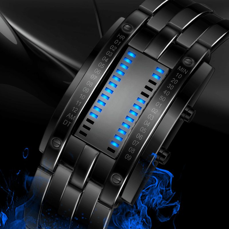 Skmei 0926 Mode Herrklocka Vattentät Lysande Date Display Creative Led Full Steel Digital Watch