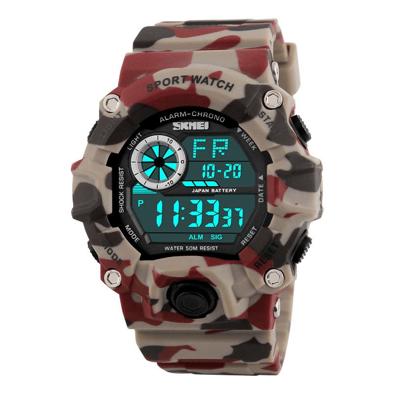 Skmei 1019 Digital Watch Mode Multi-Funcional Sports Chronograph 50M Vattentät Herrarmbandsur