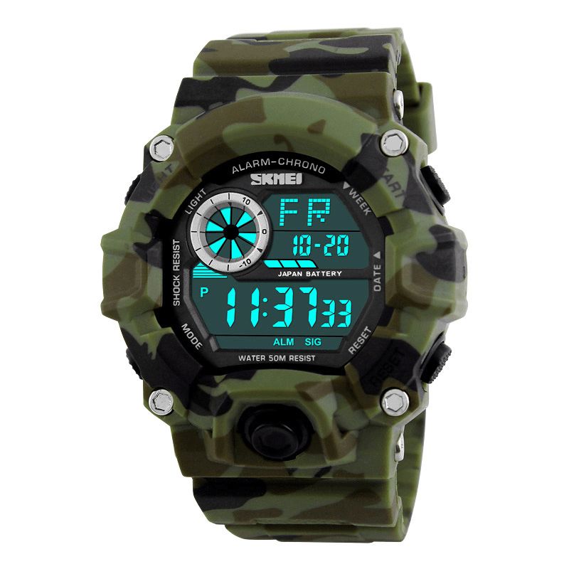 Skmei 1019 Digital Watch Mode Multi-Funcional Sports Chronograph 50M Vattentät Herrarmbandsur