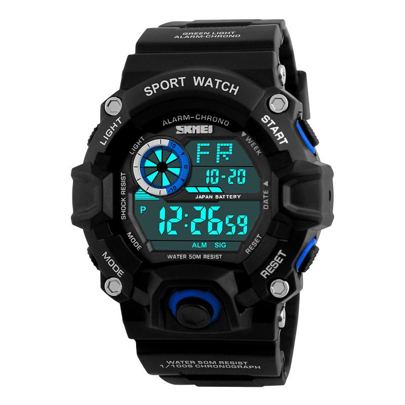 Skmei 1019 Digital Watch Mode Multi-Funcional Sports Chronograph 50M Vattentät Herrarmbandsur