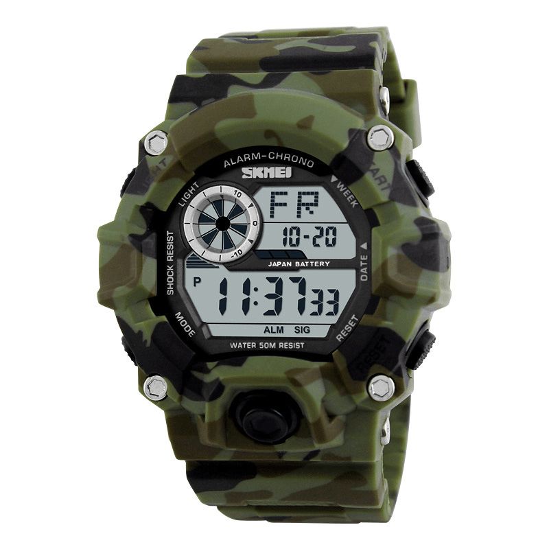 Skmei 1019 Digital Watch Mode Multi-Funcional Sports Chronograph 50M Vattentät Herrarmbandsur