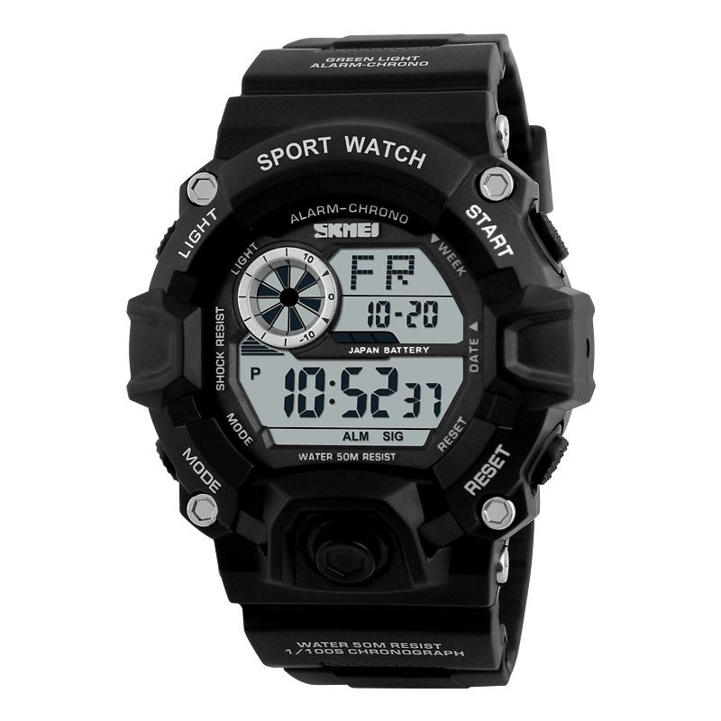 Skmei 1019 Digital Watch Mode Multi-Funcional Sports Chronograph 50M Vattentät Herrarmbandsur