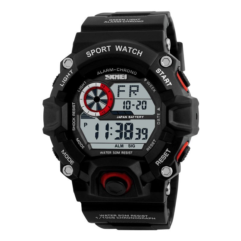 Skmei 1019 Digital Watch Mode Multi-Funcional Sports Chronograph 50M Vattentät Herrarmbandsur