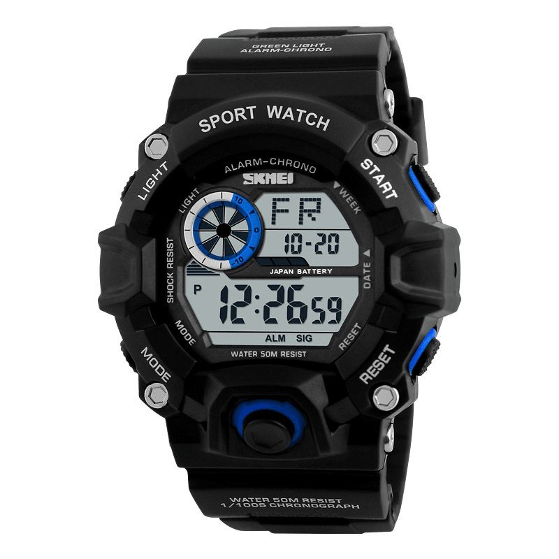 Skmei 1019 Digital Watch Mode Multi-Funcional Sports Chronograph 50M Vattentät Herrarmbandsur