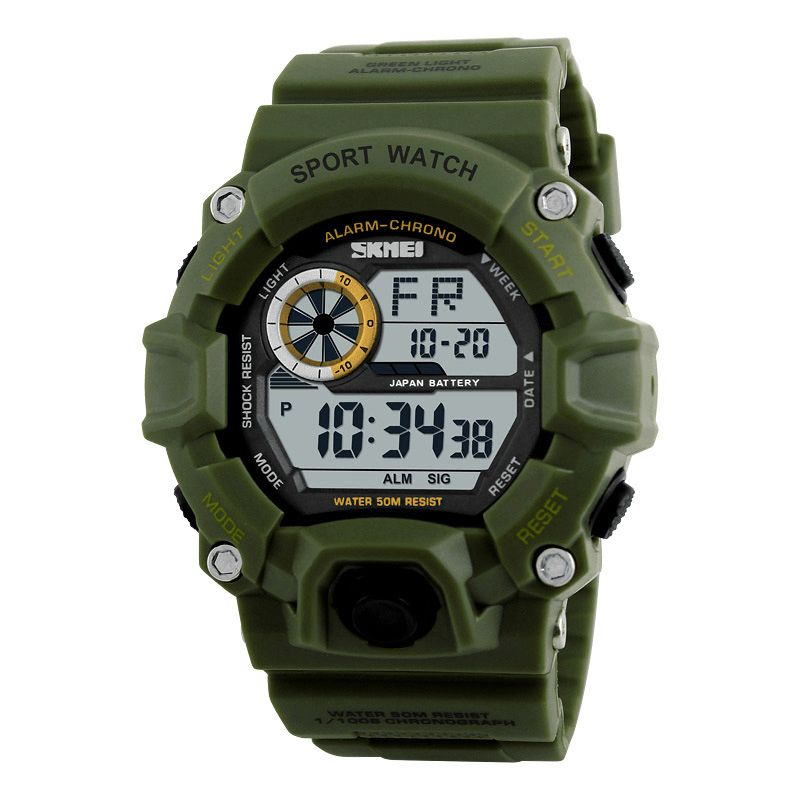 Skmei 1019 Digital Watch Mode Multi-Funcional Sports Chronograph 50M Vattentät Herrarmbandsur