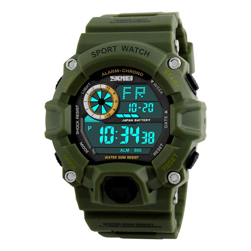 Skmei 1019 Digital Watch Mode Multi-Funcional Sports Chronograph 50M Vattentät Herrarmbandsur