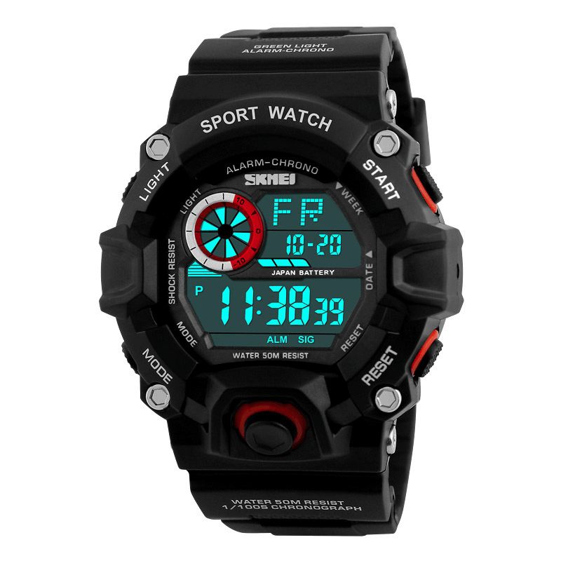 Skmei 1019 Digital Watch Mode Multi-Funcional Sports Chronograph 50M Vattentät Herrarmbandsur