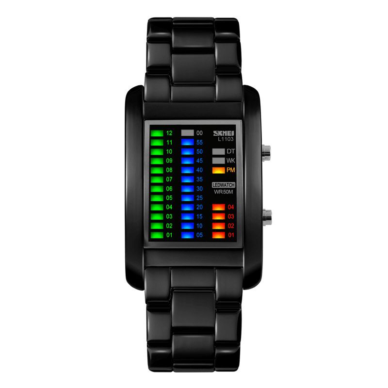 Skmei 1103 Business Style Led Display Armbandsur Stålband Creative Style Digital Watch