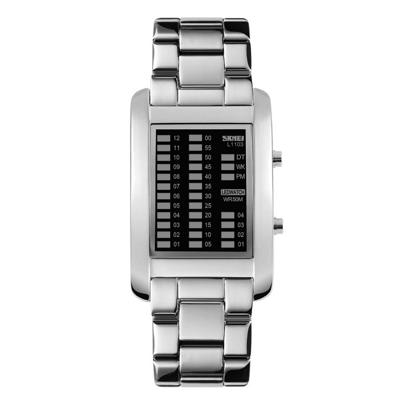 Skmei 1103 Business Style Led Display Armbandsur Stålband Creative Style Digital Watch