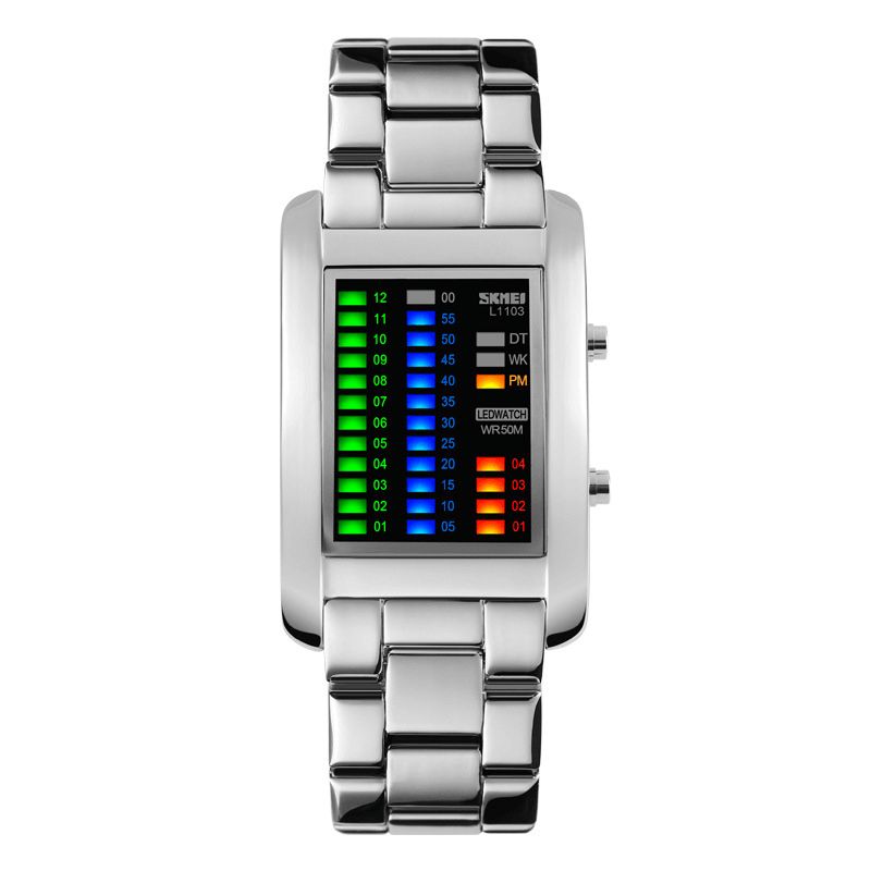 Skmei 1103 Business Style Led Display Armbandsur Stålband Creative Style Digital Watch