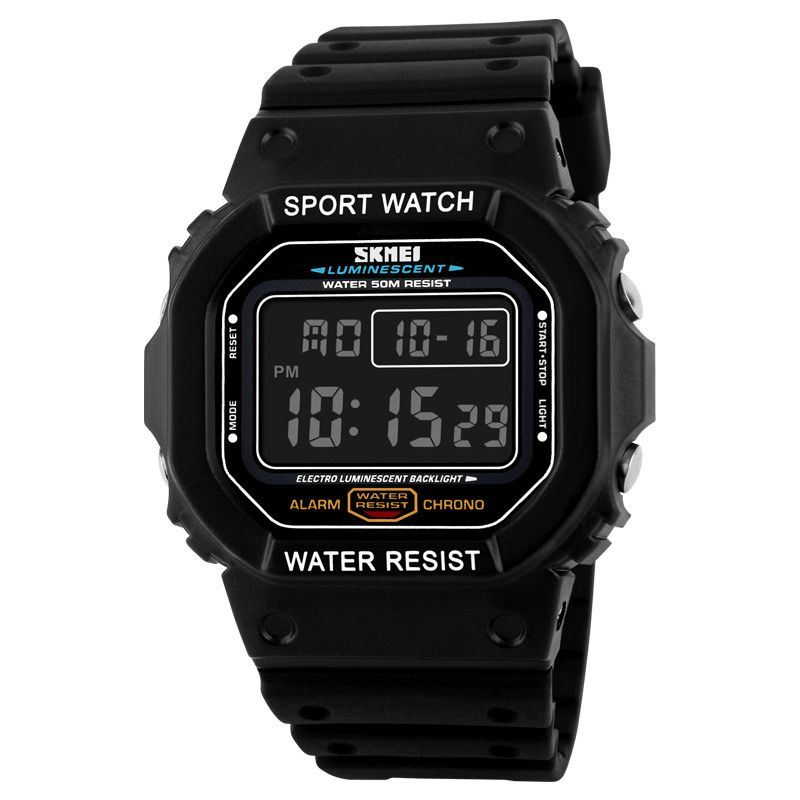 Skmei 1134 Sport Män Watch Date Week Display 5Atm Vattentät Kronograf Led-Ljus Mode Digital Watch