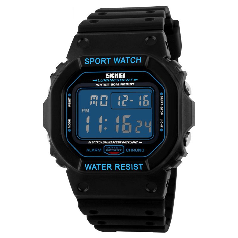 Skmei 1134 Sport Män Watch Date Week Display 5Atm Vattentät Kronograf Led-Ljus Mode Digital Watch