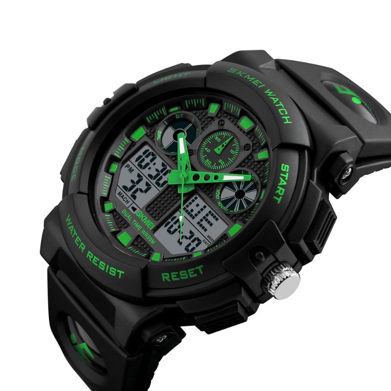 Skmei 1207 Herr Sport Chorongraph 50M Vattentät Lysande Dual Display Digital Watch