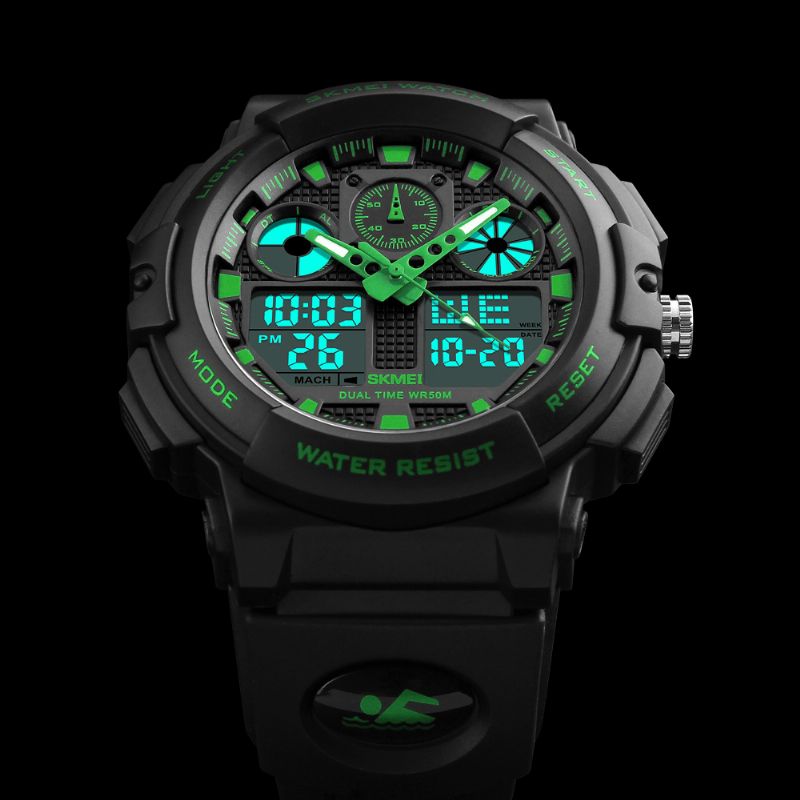 Skmei 1207 Herr Sport Chorongraph 50M Vattentät Lysande Dual Display Digital Watch