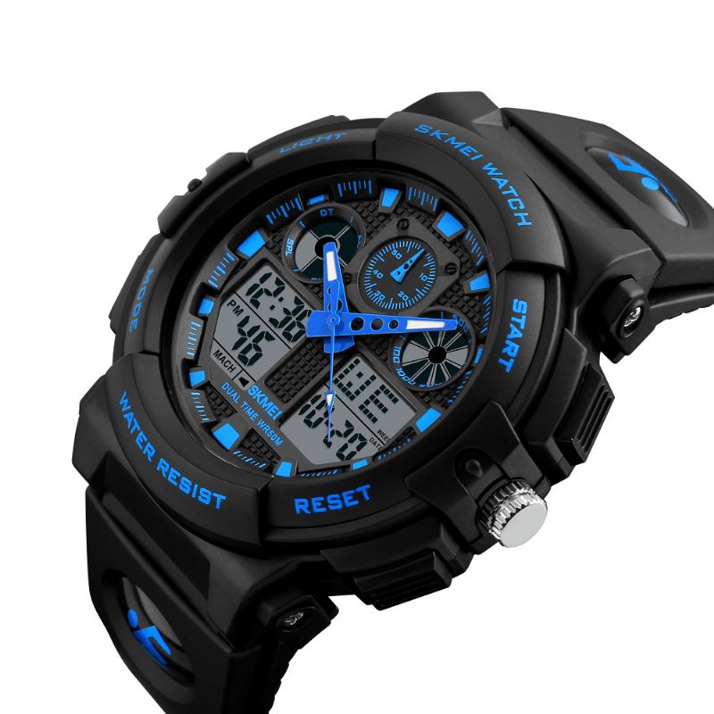 Skmei 1207 Herr Sport Chorongraph 50M Vattentät Lysande Dual Display Digital Watch