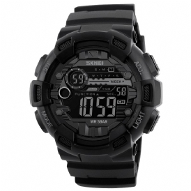 Skmei 1243 Luminous Week Display Stoppur Countdown 5Atm Vattentät Dual-Time Sport Herr Digital Watch