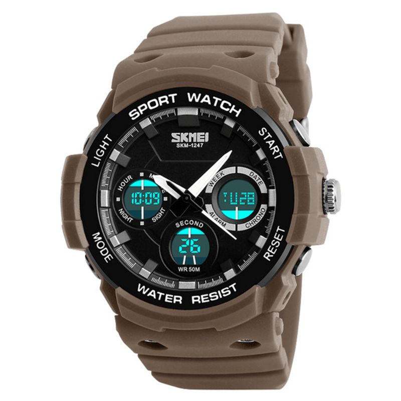 Skmei 1247 Dual Display Digital Watch Herr Luminous Chronograph Alarm Watch Outdoor Sport Watch