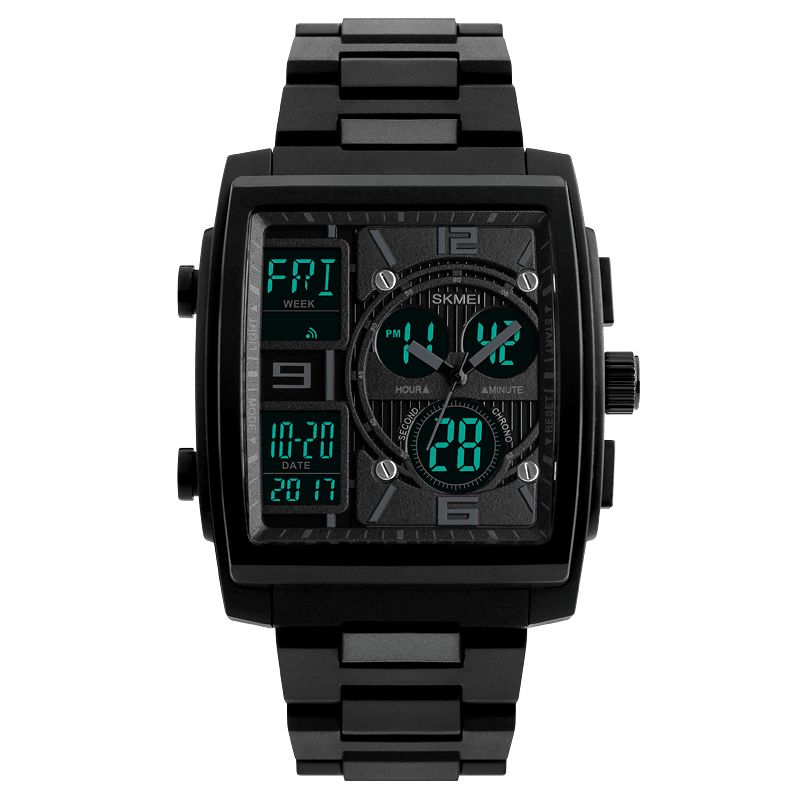 Skmei 1274 Outdoor Sport Digital Watch Pu Band 5Atm Vattentät Chronograph Herrarmbandsur