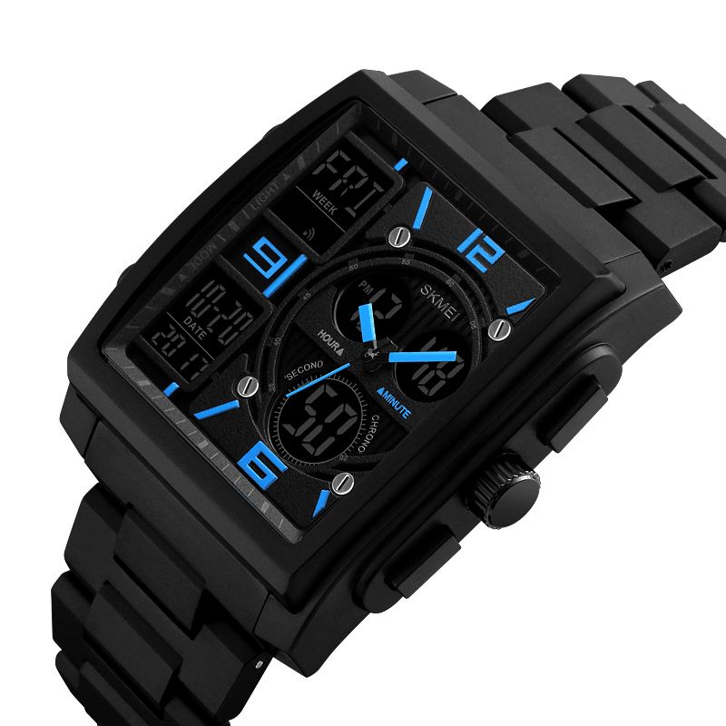 Skmei 1274 Outdoor Sport Digital Watch Pu Band 5Atm Vattentät Chronograph Herrarmbandsur