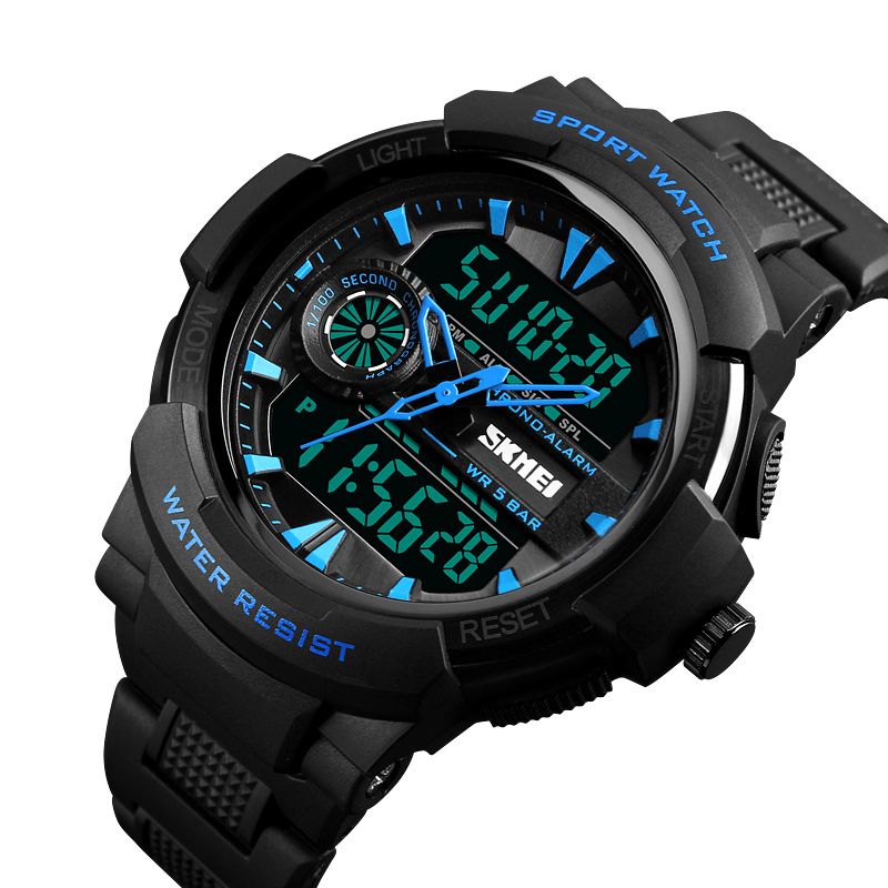 Skmei 1320 Dual Display Digital Watch Herr Kronograf Alarmklocka Mode Vattentät Sportklocka