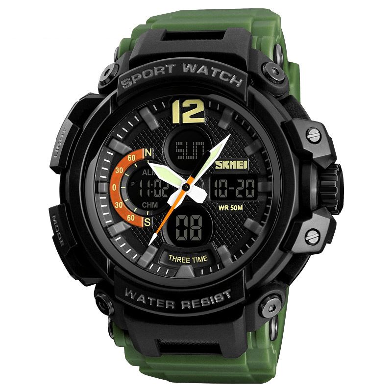 Skmei 1343 Digital Watch Dual Display Chronograph 3 Time Waterproof Alarm Digital Quartz Armbandsur