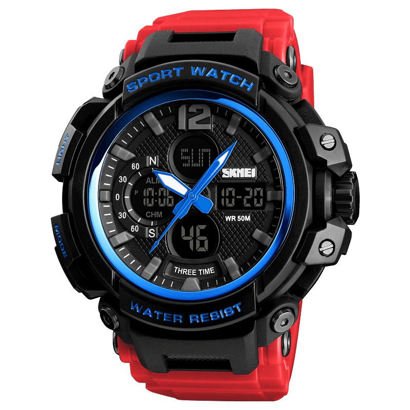 Skmei 1343 Digital Watch Dual Display Chronograph 3 Time Waterproof Alarm Digital Quartz Armbandsur