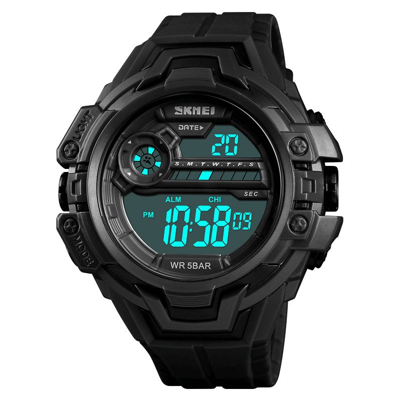 Skmei 1383 Modekalender Stoppur Luminous Display Digital Watch 50M Vattentät Sportklocka