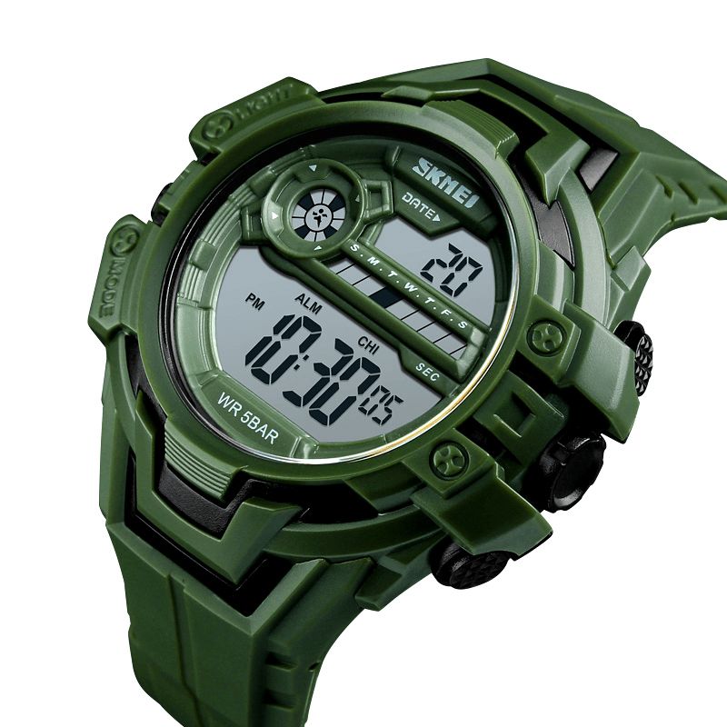 Skmei 1383 Modekalender Stoppur Luminous Display Digital Watch 50M Vattentät Sportklocka