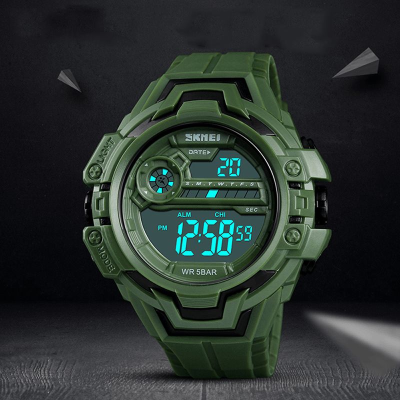 Skmei 1383 Modekalender Stoppur Luminous Display Digital Watch 50M Vattentät Sportklocka