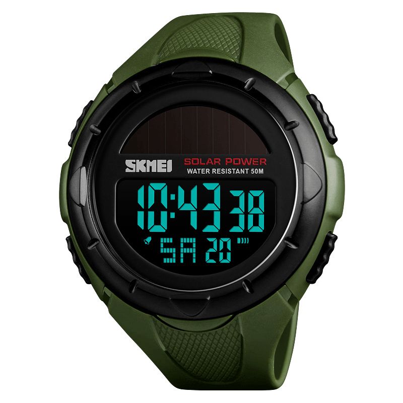 Skmei 1405 Solar Power Digital Watch Stoppur Lysande Display Larmkalender Utomhus Sport Watch