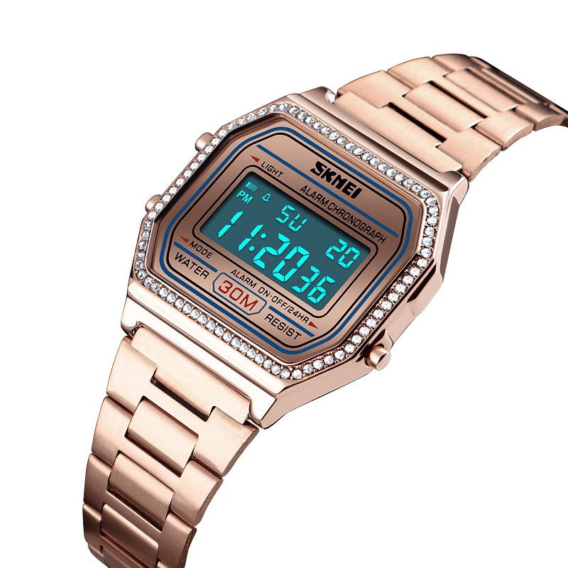 Skmei 1474 Casual Damklocka 3Atm Waterproof El Light Week Display Mode Digital Watch